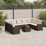 vidaXL 10-dijelni set vrtnih sofa od poliratana s jastucima smeđi | shoptok.hr