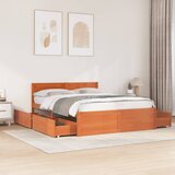 Maison Chic Posteljni okvir - Dvoposteljna postelja - Zakonska postelja brez vzmetnice voščeno rjava 140x200 cm trdna borovina-J2881, (21767739) | Shoptok.si