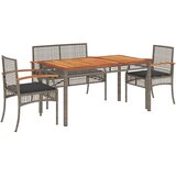  4-dijelna vrtna garnitura od poliratana s jastucima siva Dužina stola 140 cm | Shoptok.si