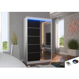 ADRK Klizni ormar s ogledalom i LED rasvjetom NICEA, 120 cm - BIJELA-CRNA | shoptok.hr