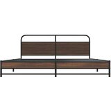 Metalni Kovinski posteljni okvir brez vzmetnice rjavi hrast 193x203 cm, (21608519) | Shoptok.si