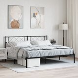 Maison Chic Kovinski Posteljni okvir - Dvoposteljna postelja - Zakonska postelja z vzglavjem črn 183x213 cm, (21692734) | Shoptok.si