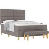 vidaXL Postelja s podlago z vzmetnico in klopjo Taupe 140x200 cm Tkanina, (22049741) | Shoptok.si