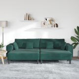  Baršunasta sofa s jastukom s jastukom 3 pcs Tamnozelena 208 cm Baršun | shoptok.hr