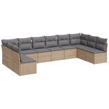  10-dijelni set vrtnih sofa s jastucima bež od poliratana 344 x 172 x 69 cm | shoptok.hr