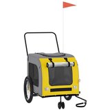 Prikolica za bicikl za ljubimce žuto-siva od tkanine i željeza | shoptok.hr