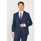 ALTINYILDIZ CLASSICS Men's Navy Blue Regular Fit Relaxed Cut Mono Collar Patterned Suit cene