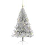 vidaXL Umjetna preddekorirana božićna jelka srebrna 150 cm PET | Shoptok.si