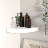 vidaXL Plutajuća kutna polica visoki sjaj bijela 25 x 25 x 3,8 cm MDF Cijene