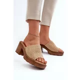 Kesi Beige Titantha women's slippers with knitted high heels