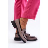 VINCEZA Elegant Leather Women's Moccasins Dark Beige Triana | shoptok.hr