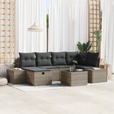 vidaXL 7-delni vrtni kavč set z blazinami siva poly rattan | Shoptok.si