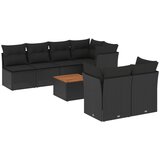 Maison Chic Seti vrtnega pohištva - Vrtna garnitura - Vrtni pohištvo set 8-delna z blazinami črn poli ratan, (21799702) | Shoptok.si