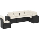  The Living Store Vrtna sedežna garnitura 6-delna z blazinami črna poli ratan - Vrtna Sedežna Garniture, (21452873) | Shoptok.si