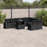 vidaXL 10-dijelni set vrtnih sofa s jastucima crni od poliratana | shoptok.hr