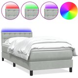 Box Spring krevet s madracem i LED svijetlo sivi 90x220 cm baršun | shoptok.hr