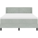 vidaXL KUTIJA PROLJEĆA S MATERACEM Svjetlosiva 140x190 cm Baršun | shoptok.hr