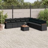  10-dijelni set vrtnih sofa s jastucima crni od poliratana Cijene