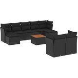  10-dijelni set vrtnih sofa s jastucima crni od poliratana | shoptok.hr
