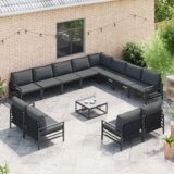 vidaXL Vrtna sedežna garnitura 13 pcs Antracitna Jeklo | Shoptok.si