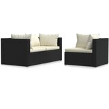 Maison Chic Seti vrtnega pohištva - Vrtna garnitura - Vrtni pohištvo set 3-delna z blazinami črn poli ratan, (21811510) | Shoptok.si