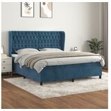 vidaXL Box spring postelja z vzmetnico temno modra 160x200 c Cene