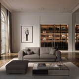 Rodier Sivorjava žametna raztegljiva sedežna garnitura 256 cm Rene – | Shoptok.si