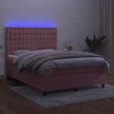 Krevet box spring s madracem LED ružičasti 140x190cm baršunasti | shoptok.hr