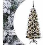  Umjetno božićno drvce s kuglicom 120 cm 150 LED lampica - Zelena i bijela 120 cm s LED-ima i crnim lopticama | shoptok.hr