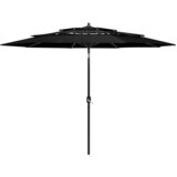  Vrtni suncobran s 3 razine i aluminijskim stupom 3 m crni | shoptok.hr