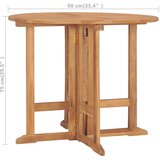  Sklopivi vrtni blagovaonski stol Ø 90 x 75 cm masivna tikovina | shoptok.hr