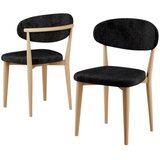 Hanah home set trpezarijskih stolica Onex 4 kom, crna bukle tkanina, drvene noge u prirodnoj boji drveta | Eponuda.com