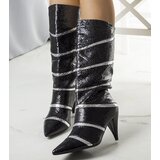 Gemre Black and silver insulated Nevzo heeled boots | Shoptok.si