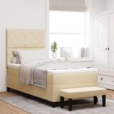 vidaXL Box Spring Postelja z Vzmetnico in Klopjo Bež 90x190 cm Tkanina, (22080944) | Shoptok.si