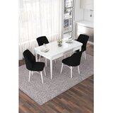 Hanah home trpezarijski set Nef, sto na razvlačenje i 4 stolice, bela ploča, crna tkanina Jerry | Eponuda.com