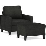 vidaXL Fotelja s tabureom crna 60 cm od tkanine | shoptok.hr