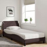 Postelja z vzmetnico temno rjava 90x190 cm blago | Shoptok.si