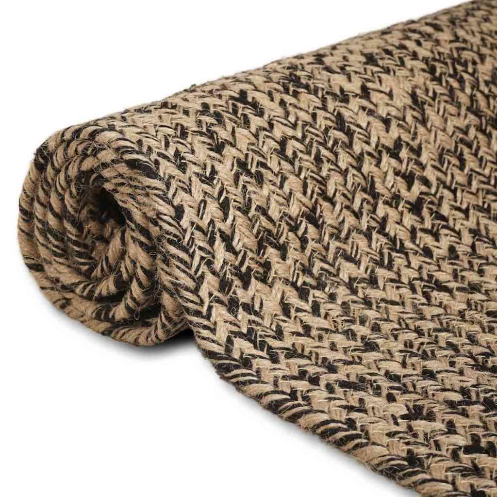 vidaXL Tepih Prirodna i crno 120 x 120 cm Juta | shoptok.hr