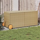  The Living Store Vrtna škatla za shranjevanje s kolesi mešano bež 283L PE ratan - Vrtna Škatla Za Shranjevanje, (21466365) Cene