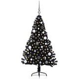 vidaXL Umjetna preddekorirana božićna jelka Črna 150 cm PVC | Shoptok.si