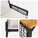  Set vanjskog namještaja s jastukom 4 pcs Crna i krem-bijela - Crna i krem bijela 2x pojedinačna stolica + 1x klupa + 1x stol | shoptok.hr