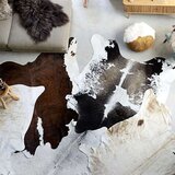 In tepih od prave kravlje kože 150 x 170 cm crno-bijeli | shoptok.hr
