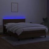 Krevet box spring s madracem LED tamnosmeđi 140x190 cm tkanina | shoptok.hr