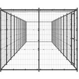  Zunanji pasji boks jeklo s streho 26,62 m² - - črna - 112.3 - 1210 x 220 x 180 cm - | Shoptok.si