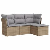  The Living Store Vrtna sedežna garnitura 4-delna z blazinami bež poli ratan - Vrtna Sedežna Garniture, (21443428) | Shoptok.si