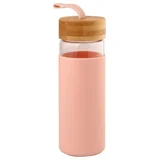 Steklenička bamboo pokrov, 0,48l, roza
