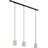 QAZQA Modern railsysteem met 3 hanglampen zwart met beige 1-fase - Iconic Holt Cene