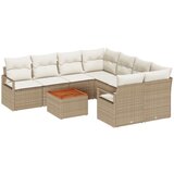 vidaXL 9-dijelni set vrtnih sofa s jastučićima bež poli ratan akacija, sofa za dvoje s jastučićima bež poli ratan Cijene