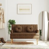  The Living Store Klop z naslonom rjava 113x64,5x75,5 cm umetno semiš usnje - Klop, (21454344) | Shoptok.si