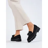 SHELOVET Black Women's Suede Loafers